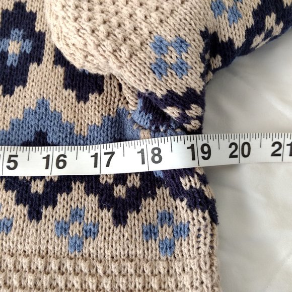 NORTHCREST Cardigan Sweater Women's M 10-12 Fair Isle Full Zip Ribbed‎ Accent - Picture 9 of 10